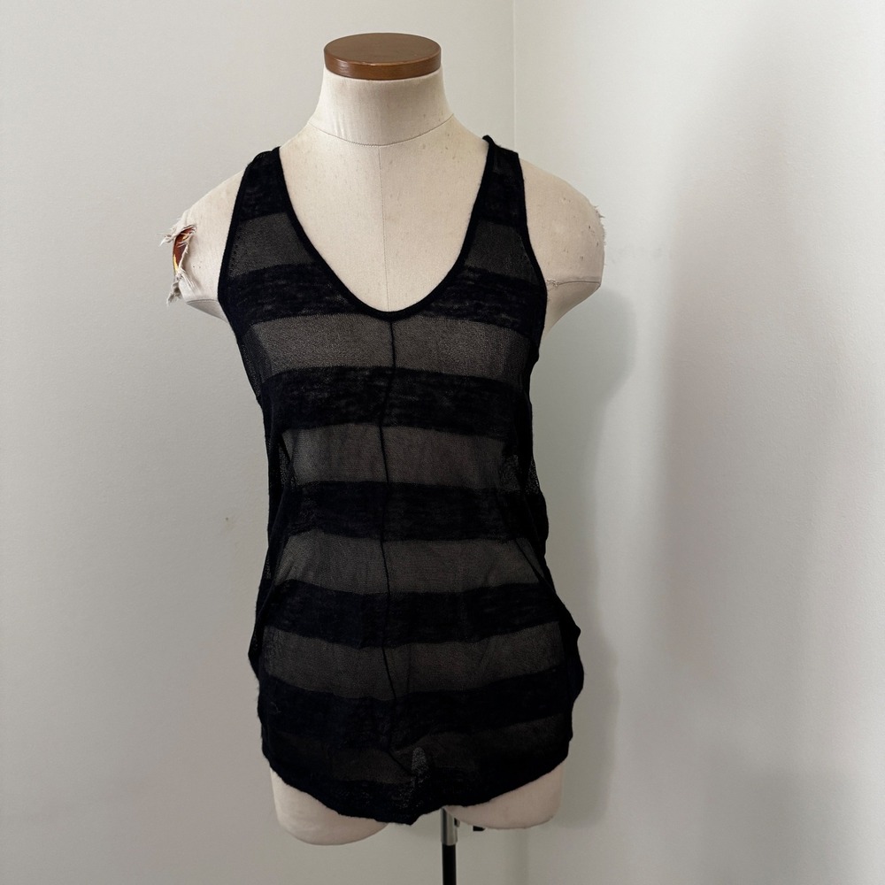 Zadig & Voltaire Small Black Sheer Stripe Tank Top ~ Wool Alpaca Edgy Whimsigoth